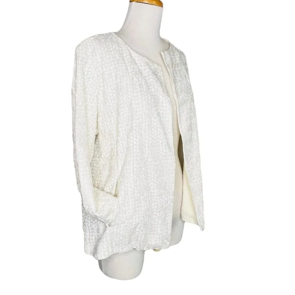Eileen Fisher Open Front Swing Jacket Embroidered Cotton Square SZ M NWT - Picture 6 of 14